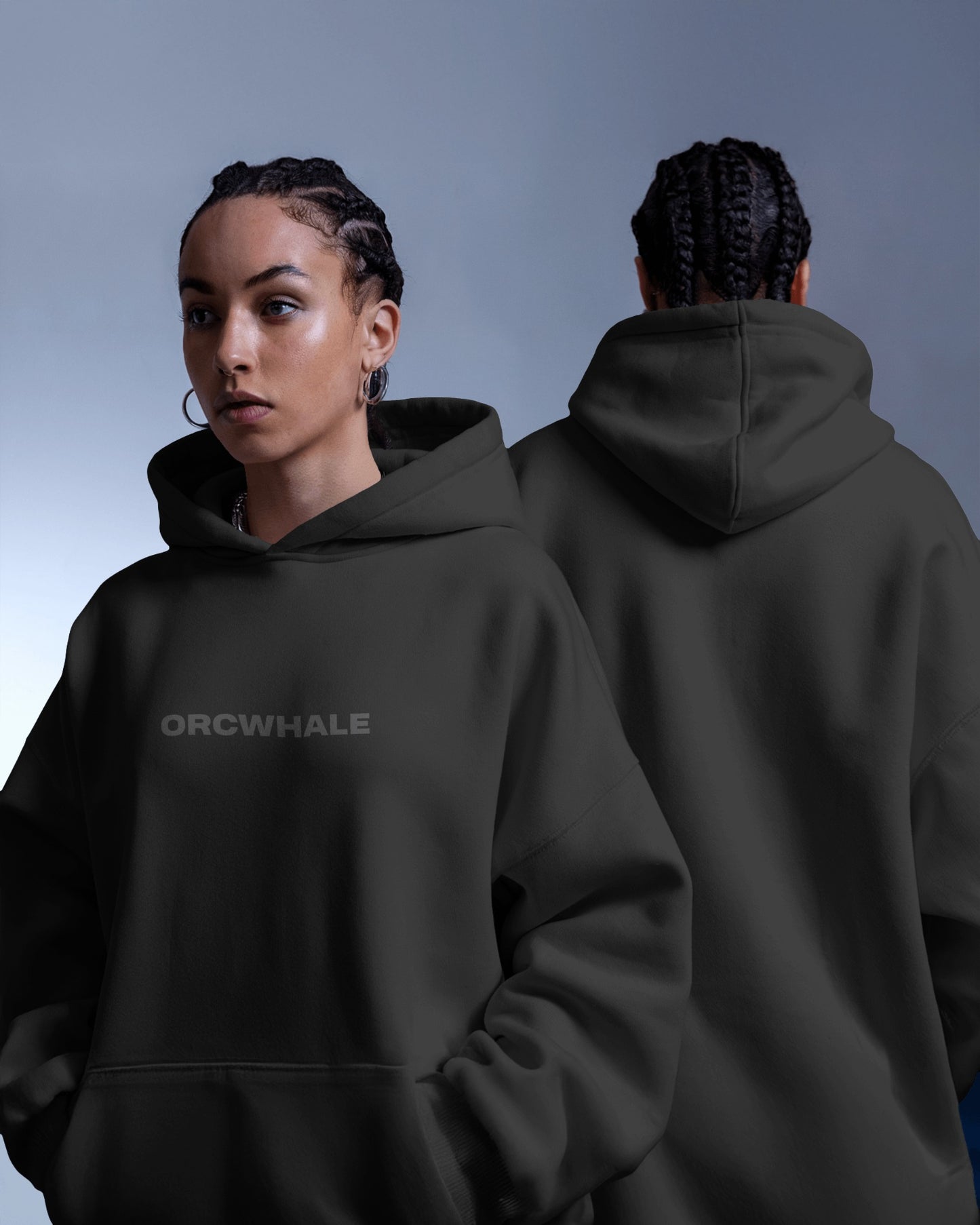 ORCWHALE Black Oversized Hoodie