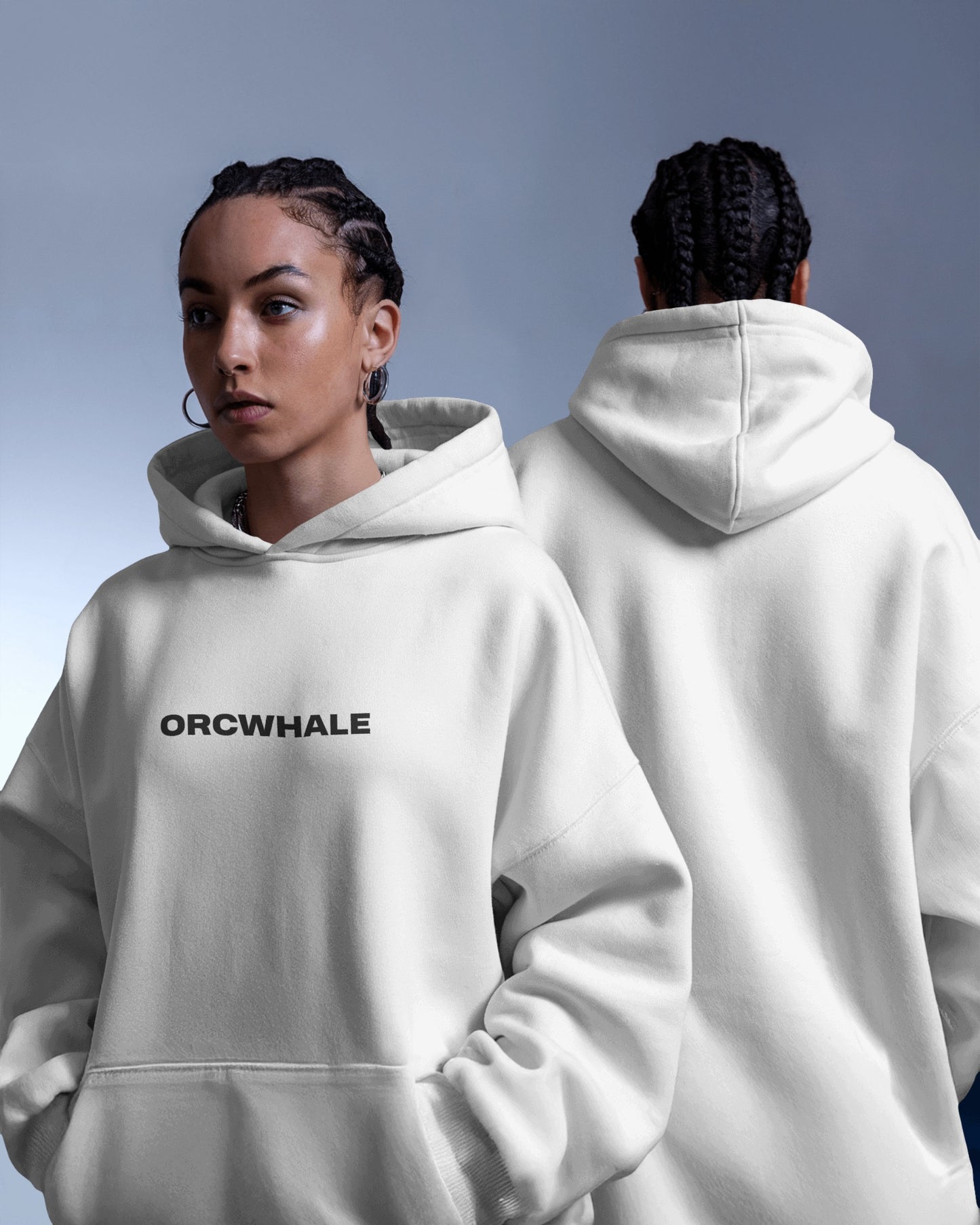 ORCWHALE White Oversized Hoodie