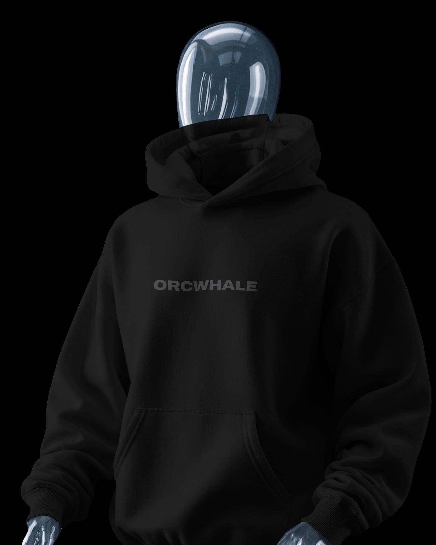 ORCWHALE Black Oversized Hoodie
